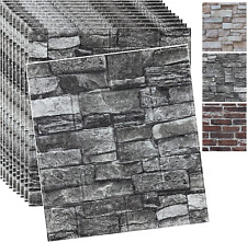 10PCS 3D Wall Panels Peel and Stick 3D Brick Wallpaper Peel and Stick Faux Stone picture