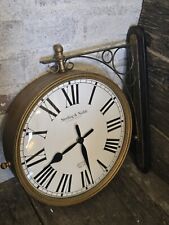 Vintage Double Sided Hanging Wall Clock Iron Train Station Stirling Noble No. 9 picture