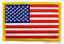 AMERICAN FLAG PATCH embroidered iron-on GOLD BORDER USA US United States QUALITY picture