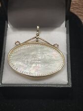 14K Solid Yellow Gold Antique MOP Chinese Gaming Chip Pendant C1700's-1800's picture