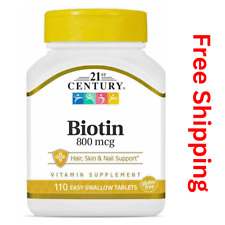 21st Century Biotin Tabs 800 mcg Facial Hair Growth Beard Treatment 110 Ct 05/25 picture