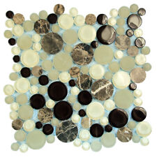 Glass Marble Tile Mosaic Agata Circles Kitchen Wall Backsplash Emperador Brown picture