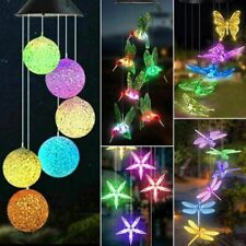 LED Color Changing Solar Wind Chimes Lights Hanging Hummingbird Ball Garden Lamp picture