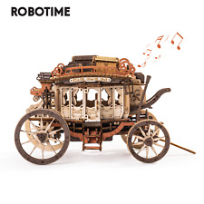 ROKR 3D Wooden Puzzle Stagecoach Music Box Mechanical Model Kits DIY Toy Gifts picture