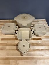 Vintage LittonWare Microwave Cookware Set of 4 With Lids 1 Without Lid picture