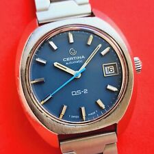 Certina DS-2 Watch Automatic Blue Dial Date Rare Vintage 5801 Mens For Repair picture
