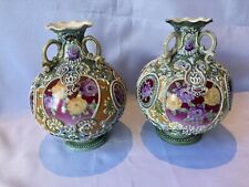 Japanese, c1900 ,Nippon ,Moriage , Stunning Pair Of Hand Decorated Vases ,VGC picture