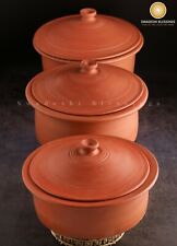 Unglazed Clay Pot for Cooking & Serving with Lid/ LEAD-FREE Earthen Kadai, Handi picture