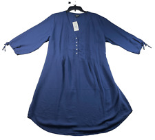 Evans Shirt Dress Womens Plus size 18W Navy Blue 3/4 Sleeve Semi Sheer New picture