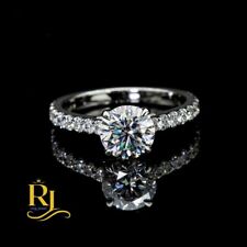 VVS1 Round Cut 1.80 Carat Moissanite Solitaire Engagement Ring Solid 14K White picture