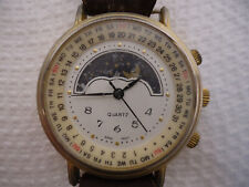Vintage Men's Quartz Watch  Moon Phase Japan Movement  33mm - Needs Battery picture