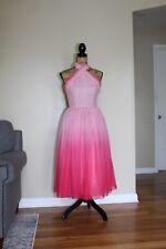 Vintage 1950s Pink Ombre Chiffon Sleeveless Formal Party Prom Dress Women's XS/S picture