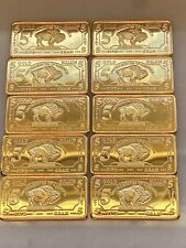 Lot of 10 - 5 GRAM 100 MILLLS GOLD BUFFALO BULLION BARS .999 FINE picture