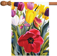 Toland Tulip Garden 28x40 Colorful Spring Summer Flower House Flag picture