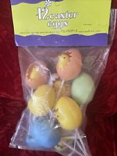 Rare NIP Vintage Easter Pick Chick & Egg Plastic Wired Floral (12)Dan-Dee 1969 picture