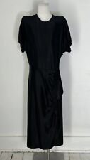 Vintage 1930s Black Liquid Satin Grecian Draped Hip Dress  picture