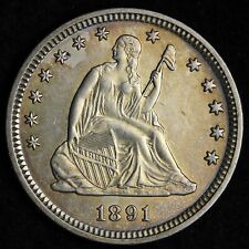 1891 Seated Liberty Silver Quarter CHOICE BU *UNCIRCULATED* MS E278 DNSG picture