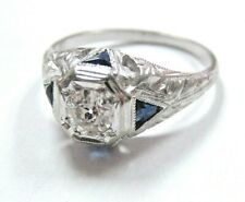 Antique Art Deco 18K White Gold Engagement Ring Old European cut 1/2 ct Diamond  picture