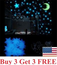 100 pcs Pack Glow In The Dark 3D Stars Moon Stickers Bedroom Wall Room Decor DIY picture