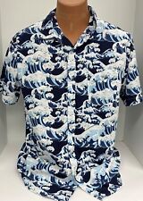 Super Massive Men's Button Up Short Sleeve Wave Camp Shirt, Size Large picture