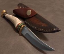 Timber Wolf Mini Trail Stag Handle Camping EDC Mini Knife w/Leather Sheath  picture