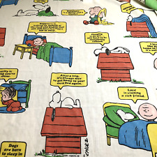 1971 Peanuts Snoopy Charlie Brown Twin Flat Muslin JC Penny’s Sheet Vintage picture