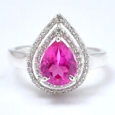 1.85 Carat Natural Pink Tourmaline IGI Certified Diamond Ring In 14KT White Gold picture