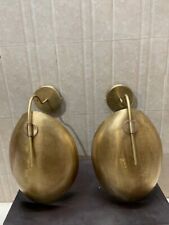 Mid-Century Modern Italian Brass Wall Sconce with Handmade Curved Disk Shades picture