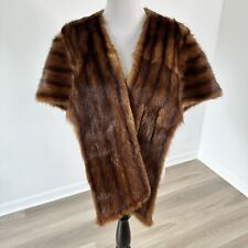 Vintage 50s 60s Genuine Fur Stole Wrap Rich Chestnut Brown Color  picture