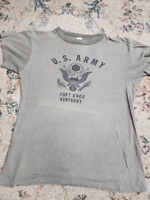 Vintage 70s Fort Knox Kentucky Shirt US Army Military Green Size Medium picture