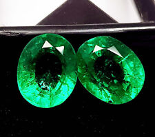 Natural EMERALD Green 20 Ct Pair Loose Gemstone Oval Shape picture
