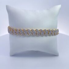 CUBAN LINK BRACELETS -10K Yellow Gold with 5.31CT Natural Diamonds ALFER0027 picture