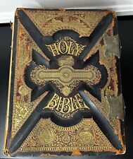 Antique 1800s Pictorial Family Holy Bible The Pronouncing Edition Illustrated picture