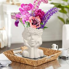 ComSaf White Ceramic Flower Vase for Decor Modern Style Female Form Face Vase picture