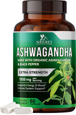 Organic Ashwagandha Capsules 1300mg Supplement w/ Black Pepper Root Powder picture
