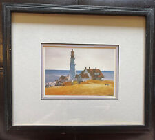 Antique Edward Hopper Framed Print Lighthouse, and Building Portland Head 1927 picture