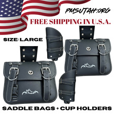 Motorcycle Saddlebags Cupholder Saddle Panniers Rear Side Bags Pair Large Bag picture