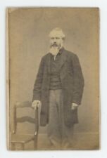 Antique CDV Circa 1870s Stoic Older Man With Full Grey Beard in Suit Bristol, RI picture