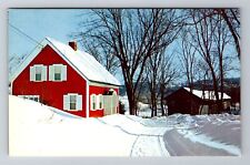 Newbury VT-Vermont, Winter View Of Town, Antique, Vintage Souvenir Postcard picture