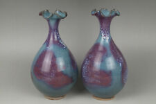 A Pair Fine Collection of Chinese 12thC Jin Jun Ware Porcelain Fancy Top Vases picture