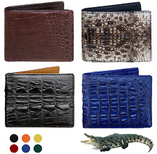 Mens Leather Wallet RFID Blocking Genuine Crocodile Bifold Card Holder Wallet picture