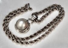 Superb Quality 16mm Mabe Pearl Stg Silver Pendant On English Stg 40Cm Rope Chain picture