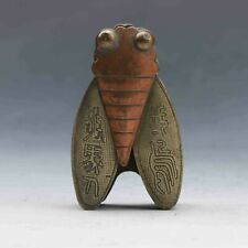  Old Chinese Ancient Collection Museum Hand carved Bronze cicada statue picture