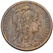 1911 France Republic 2 Centimes Coin, nice grade, Beautiful Textile Toning picture