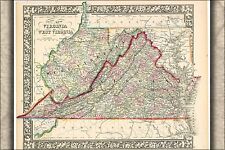 Poster, Many Sizes; County Map Of Virginia And West Virginia  1863 picture