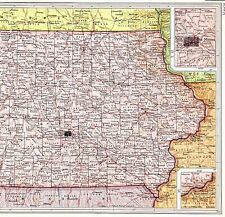 1956 Iowa Map Dubuque Des Moines Davenport Council Bluffs Cedar Rapids Dodge picture