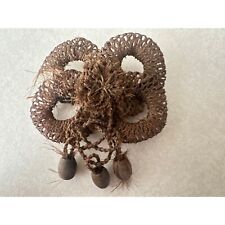 Antique Victorian blonde brown braided hair work hairwork sentimental brooch pin picture