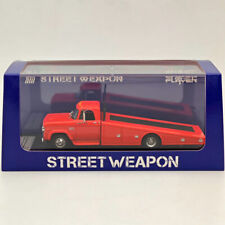 STREET WEAPON 1/64 1970 DODGE D300 RAMP TRUCK Car Transporter Red Diecast Model picture