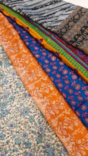 5 Yards of Pure Silk Fabric Pieces Vintage Sari remnants scrap Bundle SL9 picture