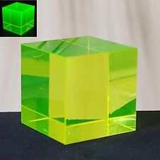Uranium Glass Cube Vaseline Glass Yellow Uranum Depression Glass Art Glass 27mm picture